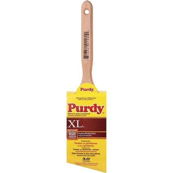 Purdy - 3" Angled Synthetic Sash Brush - 3-3/16" Bristle Length, 6-1/2" Wood Fluted Handle - Americas Industrial Supply