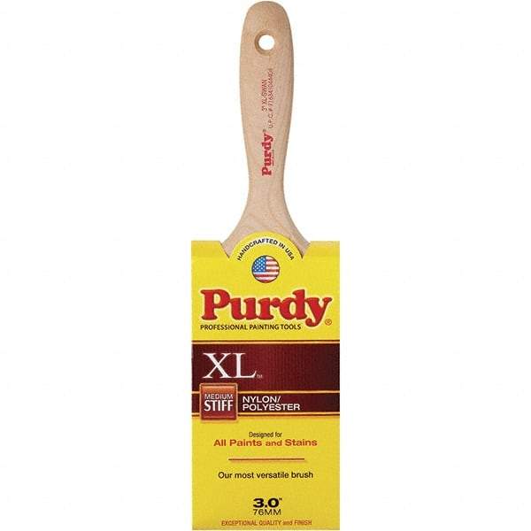 Purdy - 3" Flat Synthetic General Purpose Paint Brush - 3-7/16" Bristle Length, 6" Wood Beavertail Handle - Americas Industrial Supply