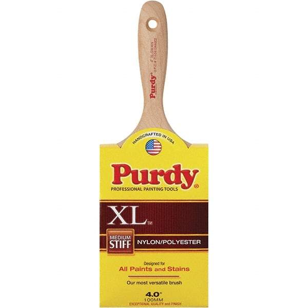 Purdy - 4" Synthetic General Purpose Paint Brush - 3-15/16" Bristle Length, 6" Wood Beavertail Handle - Americas Industrial Supply