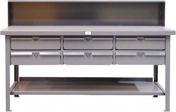Strong Hold - 60 Wide x 36" Deep x 34" High, ABS Work Table - Flat Top, Angle Legs, Dark Gray - Americas Industrial Supply