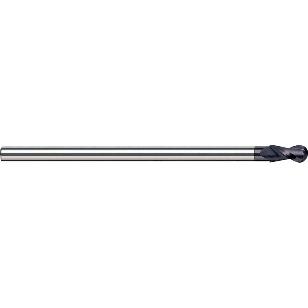 Ball End Mill: 0.1875″ Dia, 0.281″ LOC, 4 Flute, Solid Carbide 2-1/2″ OAL, 5/32″ Shank Dia, 35 ° Helix, AlTiN Coated, Single End