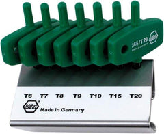 Wiha - 7 Piece T6 to T20 Chrome Vanadium Molybdenum Wing Handle Torx Key Set - T6, T7, T8, T9, T10, T15, T20 Torx Size - Americas Industrial Supply