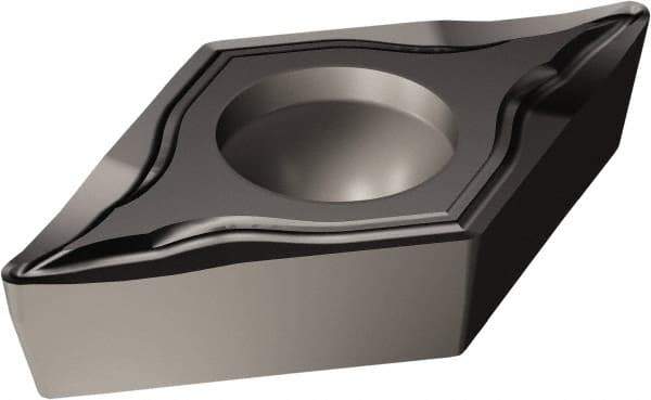 Sandvik Coromant - DCGT32.50 UM Grade 1105 Carbide Turning Insert - TiAlN Finish, 55° Diamond, 3/8" Inscr Circle, 5/32" Thick, 0.2mm Corner Radius - Americas Industrial Supply