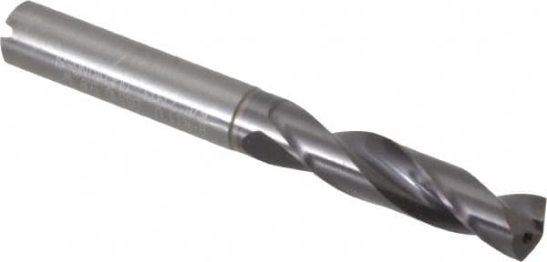 Guhring - 0.3858" 140° Spiral Flute Solid Carbide Screw Machine Drill Bit - FIREX Finish, Right Hand Cut, 47mm Flute Length, 89mm OAL, SU Point, Straight Shank, Through Coolant - Americas Industrial Supply