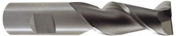 Hertel - 3/8", 2-1/2" LOC, 3/8" Shank Diam, 4-1/4" OAL, 2 Flute, Cobalt Square End Mill - Single End, Uncoated, Spiral Flute, 30° Helix, Centercutting, Right Hand Cut, Right Hand Flute - Americas Industrial Supply
