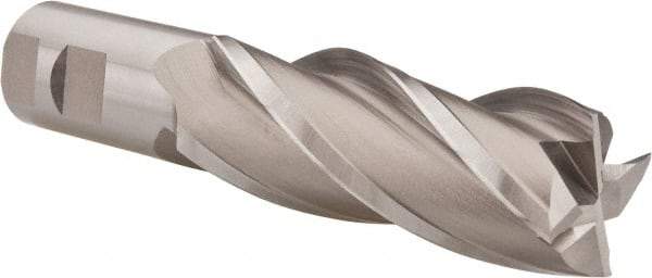 Hertel - 1-1/2", 4" LOC, 1-1/4" Shank Diam, 6-1/2" OAL, 4 Flute, Cobalt Square End Mill - Single End, Uncoated, Spiral Flute, 30° Helix, Centercutting, Right Hand Cut, Right Hand Flute - Americas Industrial Supply