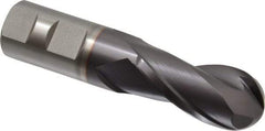 Hertel - 1" Diam, 2" LOC, 2 Flute Cobalt Ball End Mill - TiCN Finish, Single End, 4-1/2" OAL, 1" Shank Diam, Spiral Flute - Americas Industrial Supply