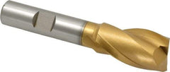 Hertel - 3/4", 1-5/16" LOC, 1/2" Shank Diam, 3-5/16" OAL, 2 Flute, Cobalt Square End Mill - Single End, TiN Finish, Spiral Flute, 30° Helix, Centercutting, Right Hand Cut, Right Hand Flute - Americas Industrial Supply