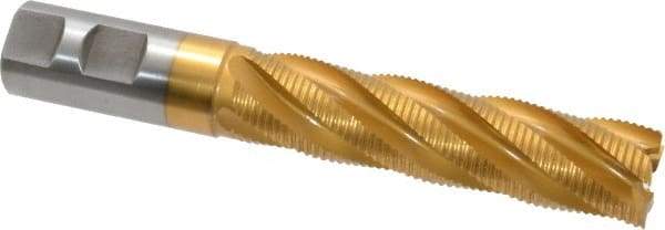 Hertel - 1" Diam, Fine Pitch, 4" LOC, 5 Flute Cobalt Roughing Square End Mill - TiN Finish, 6-1/2" OAL, 1" Shank Diam, Single End, 30° Helix - Americas Industrial Supply