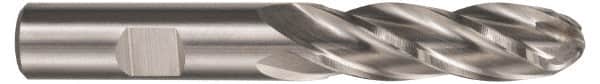 Hertel - 1" Diam, 2" LOC, 4 Flute High Speed Steel Ball End Mill - Uncoated, Single End, 4-1/2" OAL, 1" Shank Diam, Spiral Flute - Americas Industrial Supply
