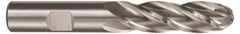 Hertel - 3/8" Diam, 1-1/2" LOC, 4 Flute High Speed Steel Ball End Mill - Uncoated, Single End, 3-1/4" OAL, 3/8" Shank Diam, Spiral Flute - Americas Industrial Supply