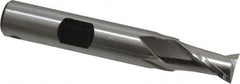 Hertel - 11/32", 9/16" LOC, 3/8" Shank Diam, 2-5/16" OAL, 2 Flute, High Speed Steel Square End Mill - Single End, Uncoated, Spiral Flute, 30° Helix, Centercutting, Right Hand Cut, Right Hand Flute - Americas Industrial Supply