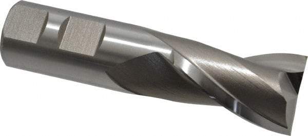 Hertel - 1", 1-1/2" LOC, 7/8" Shank Diam, 3-3/4" OAL, 2 Flute, High Speed Steel Square End Mill - Single End, Uncoated, Spiral Flute, 30° Helix, Centercutting, Right Hand Cut, Right Hand Flute - Americas Industrial Supply