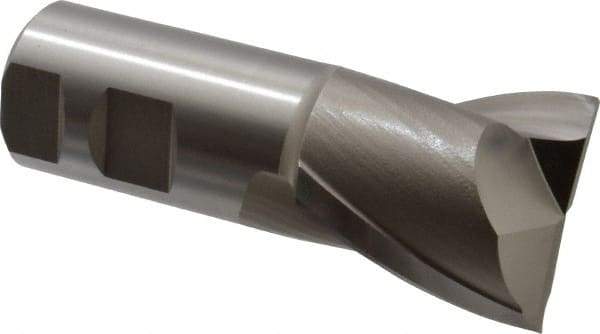 Hertel - 1-5/8", 1-5/8" LOC, 1-1/4" Shank Diam, 4-1/8" OAL, 2 Flute, High Speed Steel Square End Mill - Single End, Uncoated, Spiral Flute, 30° Helix, Centercutting, Right Hand Cut, Right Hand Flute - Americas Industrial Supply