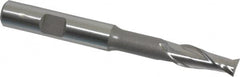 Hertel - 5/16", 3/4" LOC, 3/8" Shank Diam, 3-5/16" OAL, 2 Flute, High Speed Steel Square End Mill - Single End, Uncoated, Spiral Flute, 30° Helix, Centercutting, Right Hand Cut, Right Hand Flute - Americas Industrial Supply