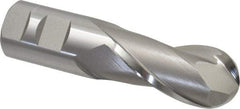 Hertel - 1-1/4" Diam, 2-1/2" LOC, 2 Flute High Speed Steel Ball End Mill - Uncoated, Single End, 5" OAL, 1-1/4" Shank Diam, Spiral Flute - Americas Industrial Supply