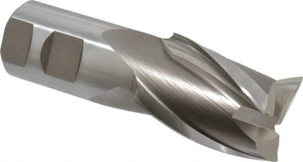 Hertel - 1-1/2", 2" LOC, 1-1/4" Shank Diam, 4-1/2" OAL, 3 Flute, High Speed Steel Square End Mill - Single End, Uncoated, Spiral Flute, 30° Helix, Centercutting, Right Hand Cut, Right Hand Flute - Americas Industrial Supply