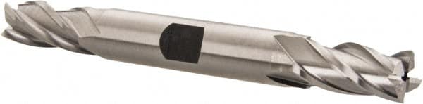 Hertel - 11/32", 3/4" LOC, 3/8" Shank Diam, 3-1/2" OAL, 4 Flute, High Speed Steel Square End Mill - Double End, Uncoated, Spiral Flute, 30° Helix, Right Hand Cut, Right Hand Flute - Americas Industrial Supply