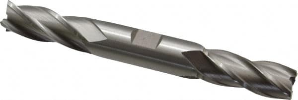 Hertel - 19/32", 1-3/8" LOC, 5/8" Shank Diam, 5" OAL, 4 Flute, High Speed Steel Square End Mill - Double End, Uncoated, Spiral Flute, 30° Helix, Right Hand Cut, Right Hand Flute - Americas Industrial Supply