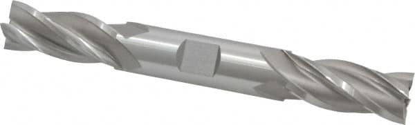 Hertel - 5/8", 1-3/8" LOC, 5/8" Shank Diam, 5" OAL, 4 Flute, High Speed Steel Square End Mill - Double End, Uncoated, Spiral Flute, 30° Helix, Right Hand Cut, Right Hand Flute - Americas Industrial Supply