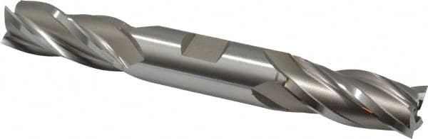 Hertel - 23/32", 1-5/8" LOC, 3/4" Shank Diam, 5-5/8" OAL, 4 Flute, High Speed Steel Square End Mill - Double End, Uncoated, Spiral Flute, 30° Helix, Right Hand Cut, Right Hand Flute - Americas Industrial Supply