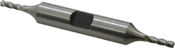 Hertel - 7/64", 3/8" LOC, 3/8" Shank Diam, 3-1/16" OAL, 4 Flute, High Speed Steel Square End Mill - Double End, Uncoated, Spiral Flute, 30° Helix, Right Hand Cut, Right Hand Flute - Americas Industrial Supply