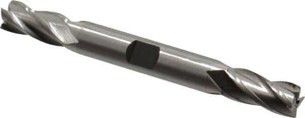 Hertel - 23/64", 3/4" LOC, 3/8" Shank Diam, 3-1/2" OAL, 4 Flute, High Speed Steel Square End Mill - Double End, Uncoated, Spiral Flute, 30° Helix, Right Hand Cut, Right Hand Flute - Americas Industrial Supply