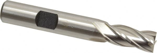 Hertel - 11/32", 3/4" LOC, 3/8" Shank Diam, 2-1/2" OAL, 4 Flute, High Speed Steel Square End Mill - Single End, Uncoated, Spiral Flute, 30° Helix, Right Hand Cut, Right Hand Flute - Americas Industrial Supply
