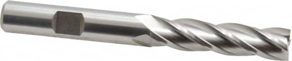 Hertel - 3/8", 1-1/2" LOC, 3/8" Shank Diam, 3-1/4" OAL, 4 Flute, High Speed Steel Square End Mill - Single End, Uncoated, Spiral Flute, 30° Helix, Right Hand Cut, Right Hand Flute - Americas Industrial Supply