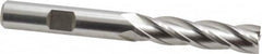 Hertel - 3/8", 1-1/2" LOC, 3/8" Shank Diam, 3-1/4" OAL, 4 Flute, High Speed Steel Square End Mill - Single End, Uncoated, Spiral Flute, 30° Helix, Right Hand Cut, Right Hand Flute - Americas Industrial Supply