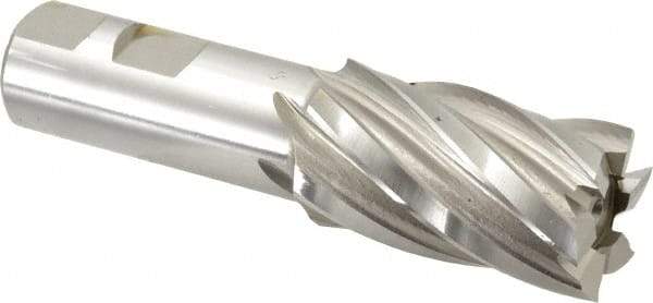 Hertel - 1-1/8", 2" LOC, 7/8" Shank Diam, 4-1/4" OAL, 6 Flute, High Speed Steel Square End Mill - Single End, Uncoated, Spiral Flute, 30° Helix, Right Hand Cut, Right Hand Flute - Americas Industrial Supply