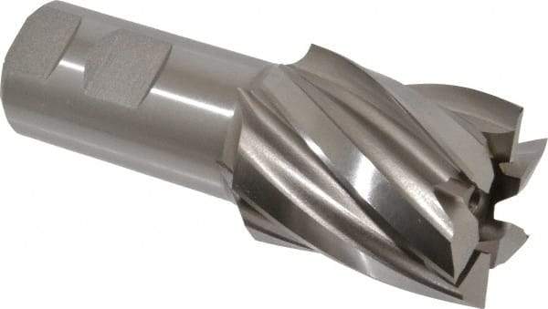 Hertel - 1-3/4", 2" LOC, 1-1/4" Shank Diam, 4-1/2" OAL, 6 Flute, High Speed Steel Square End Mill - Single End, Uncoated, Spiral Flute, 30° Helix, Right Hand Cut, Right Hand Flute - Americas Industrial Supply