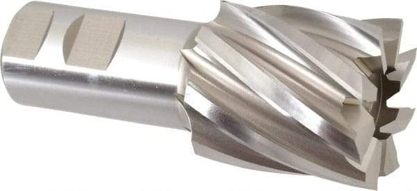 Hertel - 1-7/8", 2" LOC, 1-1/4" Shank Diam, 4-1/2" OAL, 8 Flute, High Speed Steel Square End Mill - Single End, Uncoated, Spiral Flute, 30° Helix, Right Hand Cut, Right Hand Flute - Americas Industrial Supply