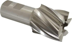 Hertel - 2", 2" LOC, 1-1/4" Shank Diam, 4-1/2" OAL, 6 Flute, High Speed Steel Square End Mill - Single End, Uncoated, Spiral Flute, 30° Helix, Right Hand Cut, Right Hand Flute - Americas Industrial Supply