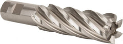 Hertel - 1-1/4", 4" LOC, 1" Shank Diam, 6-1/2" OAL, 6 Flute, High Speed Steel Square End Mill - Single End, Uncoated, Spiral Flute, 30° Helix, Right Hand Cut, Right Hand Flute - Americas Industrial Supply