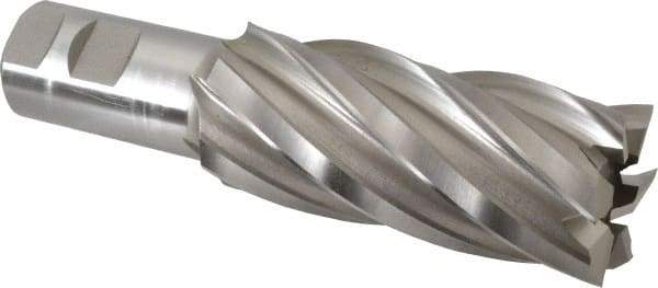 Hertel - 1-3/4", 4" LOC, 1-1/4" Shank Diam, 6-1/2" OAL, 6 Flute, High Speed Steel Square End Mill - Single End, Uncoated, Spiral Flute, 30° Helix, Right Hand Cut, Right Hand Flute - Americas Industrial Supply
