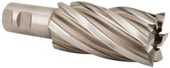 Hertel - 2", 4" LOC, 1-1/4" Shank Diam, 6-1/2" OAL, 6 Flute, High Speed Steel Square End Mill - Single End, Uncoated, Spiral Flute, 30° Helix, Right Hand Cut, Right Hand Flute - Americas Industrial Supply