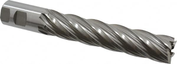 Hertel - 1-1/4", 6" LOC, 1-1/4" Shank Diam, 8-1/2" OAL, 6 Flute, High Speed Steel Square End Mill - Single End, Uncoated, Spiral Flute, 30° Helix, Right Hand Cut, Right Hand Flute - Americas Industrial Supply