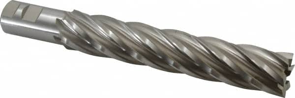 Hertel - 1-1/2", 8" LOC, 1-1/4" Shank Diam, 10-1/2" OAL, 6 Flute, High Speed Steel Square End Mill - Single End, Uncoated, Spiral Flute, 30° Helix, Right Hand Cut, Right Hand Flute - Americas Industrial Supply