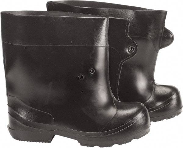 Winter Walking - Men's 5 - 7.5 (Women's 7-9.5) Traction Overboots - 10" High, Plain Toe, Nonslip Sole, Rubber Upper, Black - Americas Industrial Supply