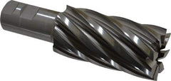 Hertel - 2", 4" LOC, 1-1/4" Shank Diam, 6-1/2" OAL, 8 Flute, High Speed Steel Square End Mill - Single End, Uncoated, Spiral Flute, 30° Helix, Right Hand Cut, Right Hand Flute - Americas Industrial Supply