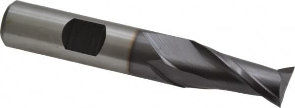 Hertel - 1/2", 1" LOC, 1/2" Shank Diam, 3" OAL, 2 Flute, Cobalt Square End Mill - Single End, TiCN Finish, Spiral Flute, 30° Helix, Centercutting, Right Hand Cut, Right Hand Flute - Americas Industrial Supply