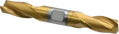 Hertel - 5/8", 1-1/8" LOC, 5/8" Shank Diam, 4-1/2" OAL, 2 Flute, High Speed Steel Square End Mill - Double End, TiN Finish, Spiral Flute, 30° Helix, Centercutting, Right Hand Cut, Right Hand Flute - Americas Industrial Supply