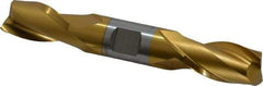 Hertel - 3/4", 1-5/16" LOC, 3/4" Shank Diam, 5" OAL, 2 Flute, High Speed Steel Square End Mill - Double End, TiN Finish, Spiral Flute, 30° Helix, Centercutting, Right Hand Cut, Right Hand Flute - Americas Industrial Supply