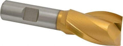 Hertel - 1", 1-1/2" LOC, 5/8" Shank Diam, 3-5/8" OAL, 2 Flute, High Speed Steel Square End Mill - Single End, TiN Finish, Spiral Flute, 30° Helix, Centercutting, Right Hand Cut, Right Hand Flute - Americas Industrial Supply