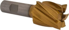 Hertel - 1-3/8", 1-1/2" LOC, 3/4" Shank Diam, 3-7/8" OAL, 6 Flute, High Speed Steel Square End Mill - Single End, TiN Finish, Spiral Flute, 30° Helix, Right Hand Cut, Right Hand Flute - Americas Industrial Supply