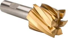 Hertel - 1-1/2", 1-1/2" LOC, 3/4" Shank Diam, 3-7/8" OAL, 6 Flute, High Speed Steel Square End Mill - Single End, TiN Finish, Spiral Flute, 30° Helix, Right Hand Cut, Right Hand Flute - Americas Industrial Supply