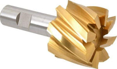 Hertel - 2", 1-1/2" LOC, 3/4" Shank Diam, 3-7/8" OAL, 8 Flute, High Speed Steel Square End Mill - Single End, TiN Finish, Spiral Flute, 30° Helix, Right Hand Cut, Right Hand Flute - Americas Industrial Supply