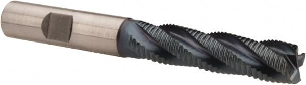 Hertel - 1/2" Diam, Fine Pitch, 2" LOC, 4 Flute Cobalt Roughing Square End Mill - TiCN Finish, 4" OAL, 1/2" Shank Diam, Single End, Centercutting, 30° Helix - Americas Industrial Supply