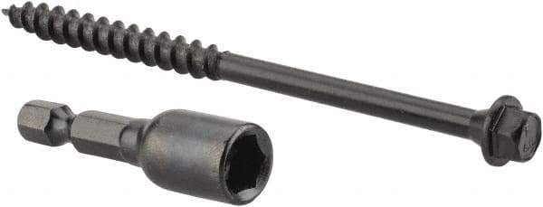Value Collection - 1/4", 4" OAL, Hex Head Wood Screw - Steel - Americas Industrial Supply